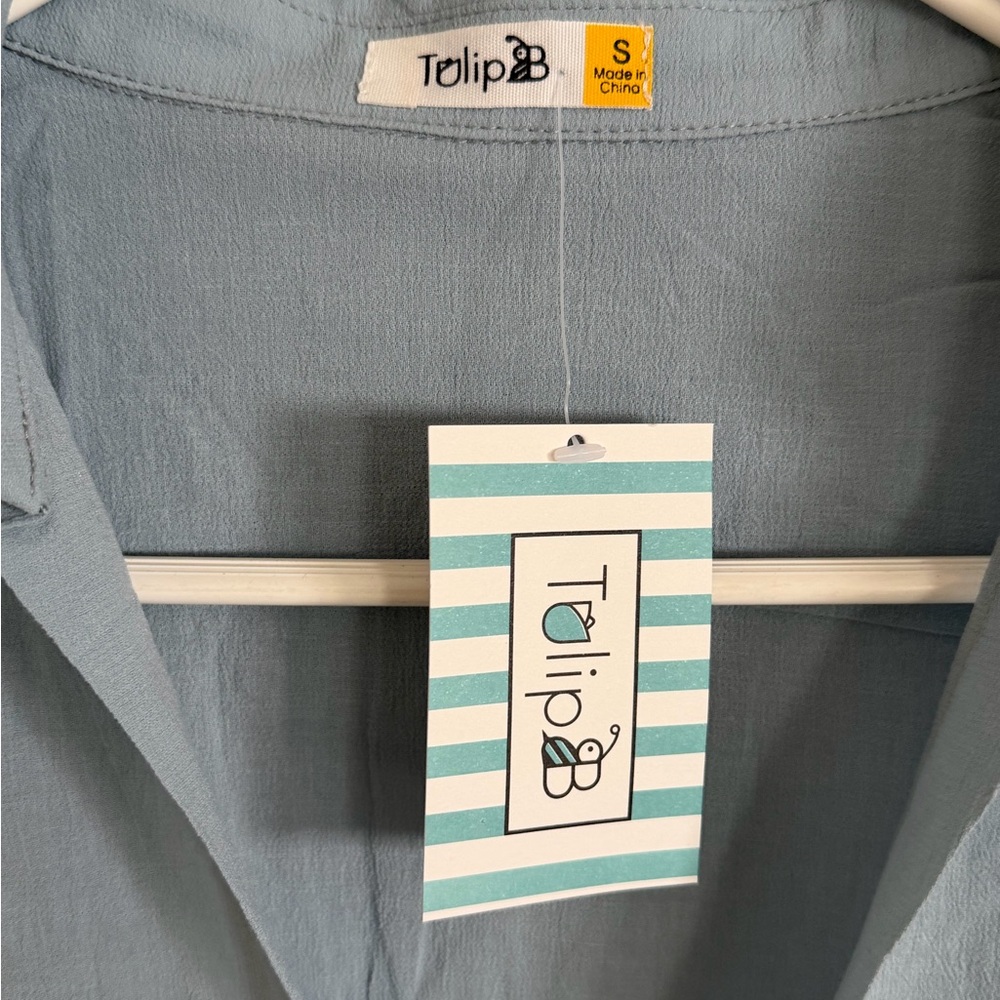 Dusty Blue V-Neck Tunic Top - Picture 5 of 6